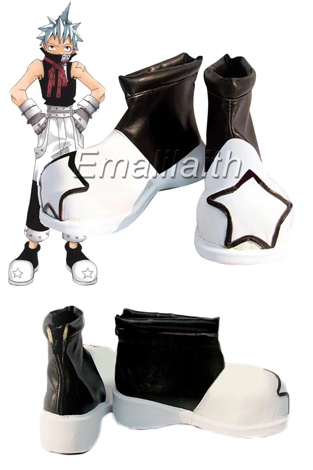 Black Cosplay Star Shoes Men Cosplay Role Play Boots Anime Soul Cosplay Eater Costume Accessories Adult Men Fantasy Footwear