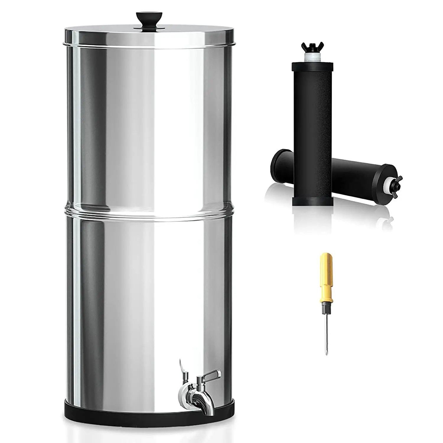 Outdoor emergency water purification filter bucket, stainless steel gravity water purifier