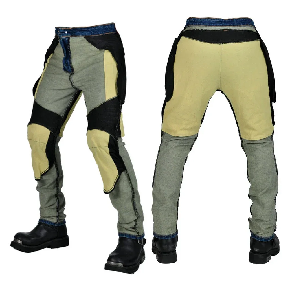 Aramid Reinforce Men Motorcycle Riding Jeans Protective Pants Biker Motocross Racing Trousers with 4 X CE Armor Knee Hip Pads