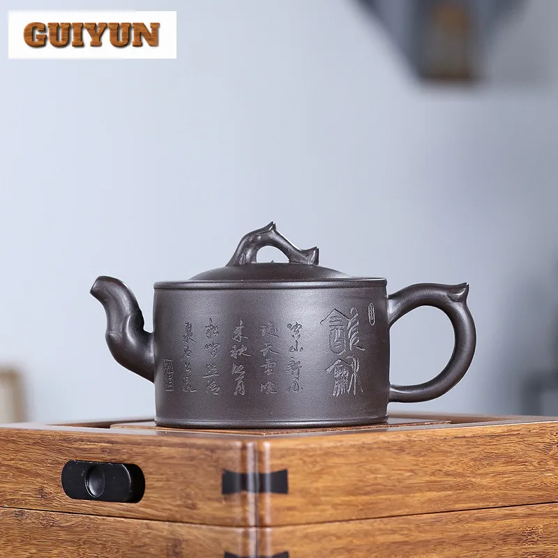 350ml Antique Yixing Purple Clay Teapots Handmade Pot Raw Ore Mud Tea Soaking Kettle Chinese Zisha Tea Set Collection Drinkware