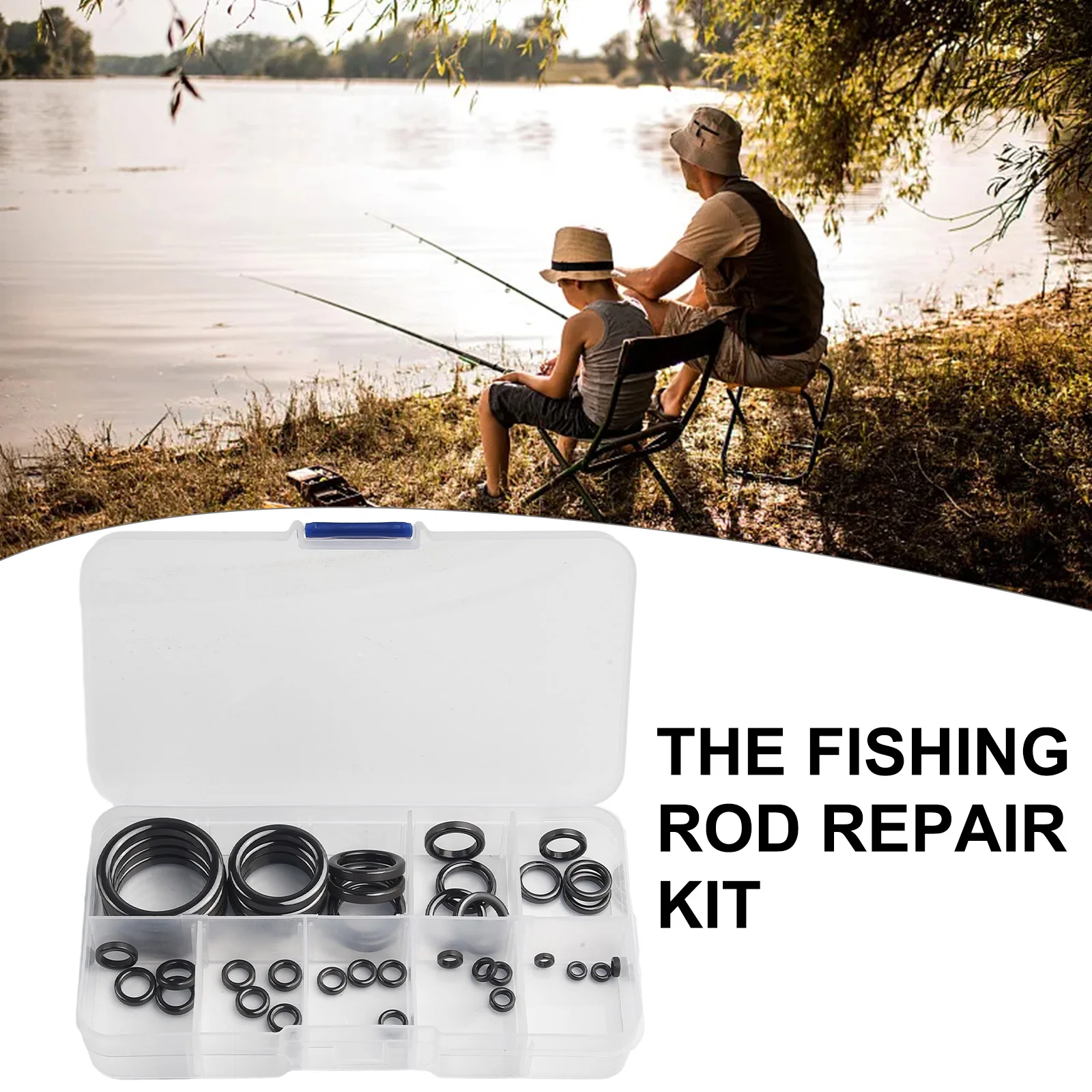 Fishing Rod Eye Replacement Kit with 40 Ceramic Guide Rings Sized 4.72mm to 30mm for Precision Alignment and Line Protection