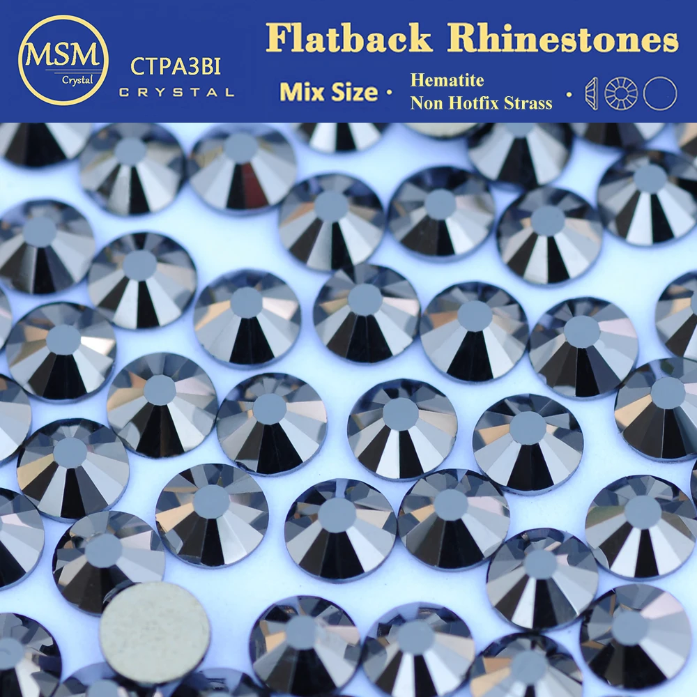 

5A Новый гематитовый кристалл без горячей фиксации, стразы с плоской задней частью, стеклянные стразы, одежда, сделай сам, дизайн ногтей, ювелирные изделия, ремесленные украшения