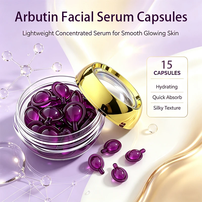 Arbutin Facial Capsules Serum, Skin Brightening Capsule Essence, Lightweight Texture, Quick Absorption, Glowing Facial Skin Care
