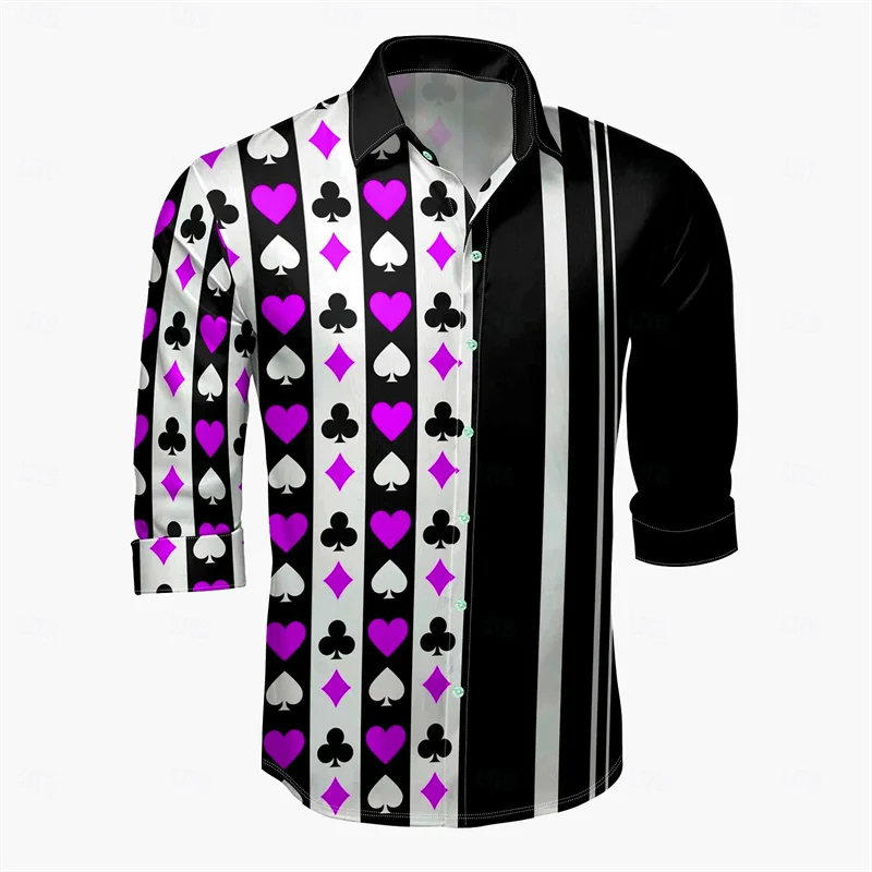 

Мужская повседневная уличная покерная мужская рубашка с длинным рукавом с лацканами Серия мужских повседневных мужских рубашек для вечеринок и развлечений