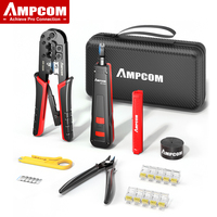 AMPCOM RJ45 Crimping Tool,Network Tool Kit for Cat5e Cat6, 7 in 1 Portable Ethernet Cable RJ45/RJ11 Crimper Kit with Soft Case