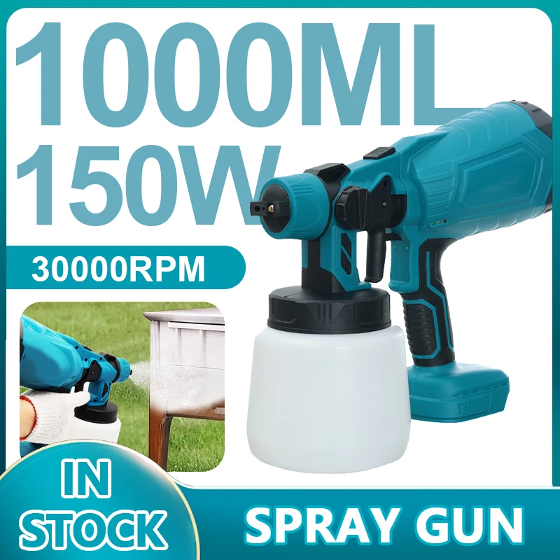 

Electric Spray Gun 1000ML Cordless Home Paint Sprayer Flow Control Easy Spraying Auto Steel Coating Airbrush Household DIY