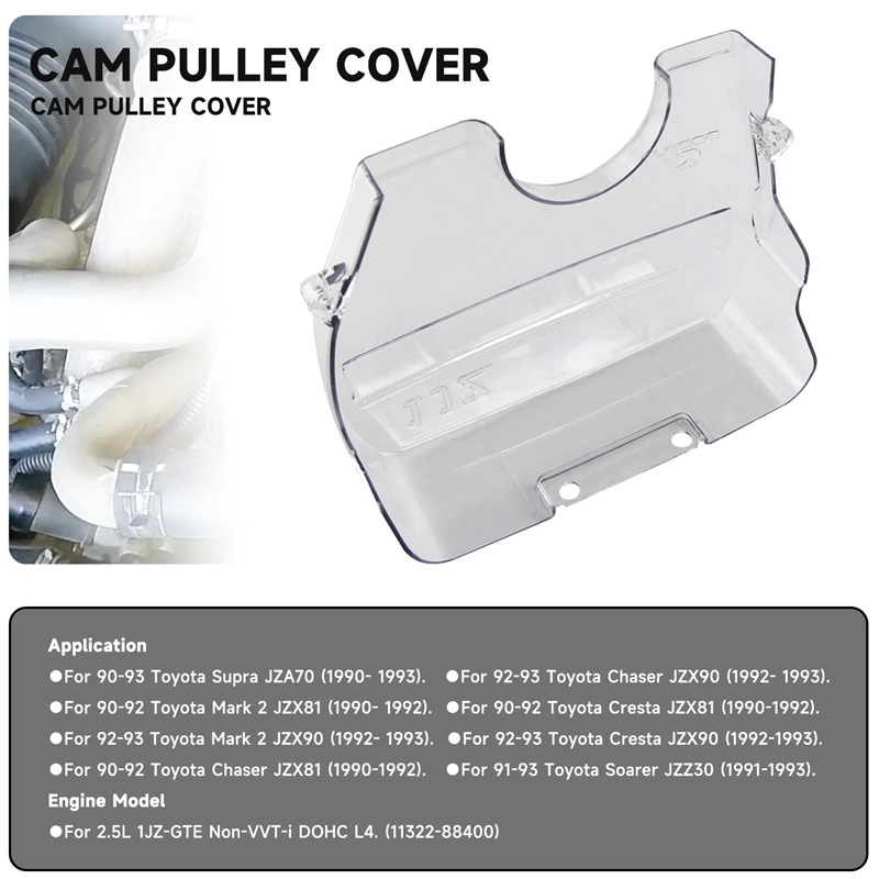 Clear Cam Timing Belt Cover For Toyota Supra Chaser Soarer Cresta JZA70 1JZ-GTE