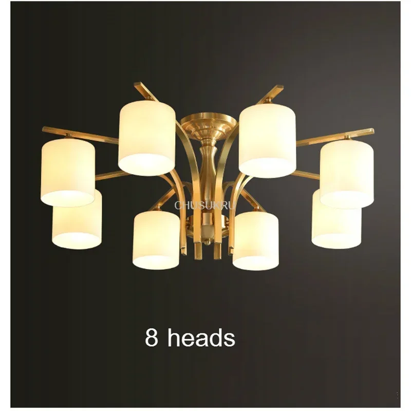 All copper American ceiling lamp living room bedroom lamp study lamp atmosphere simple modern copper Nordic lamps #4