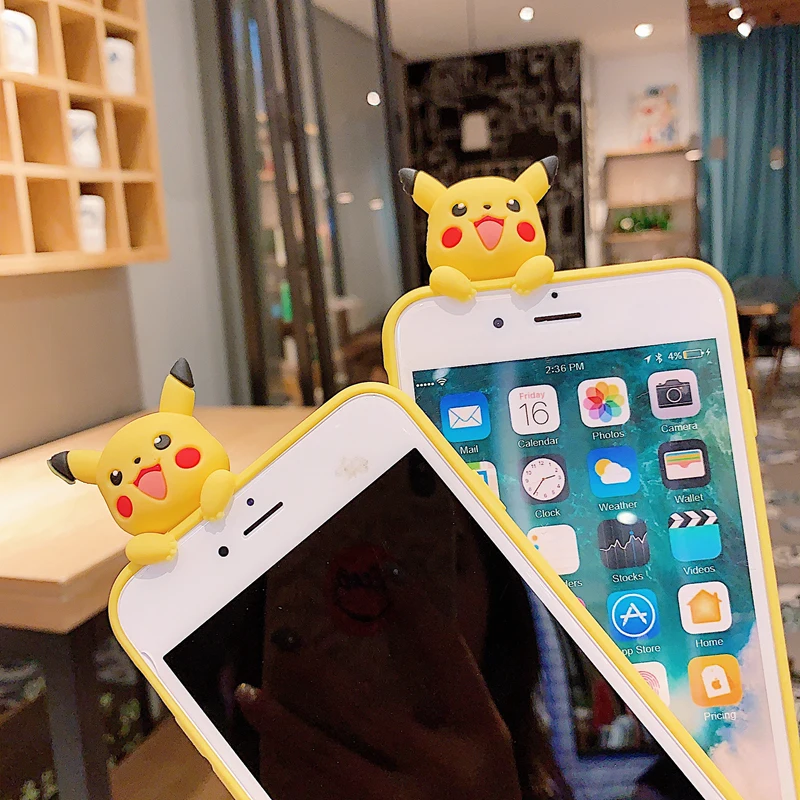 Etui na telefon iPhone 6 6s 7 8 X Xs Max XR 11 12 13 14 15 16 Pro Max SE Pokemon Pikachu z uchwytem na sznurku