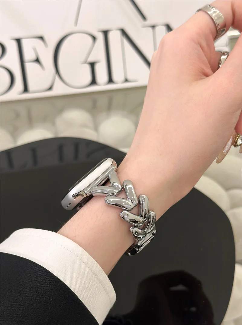 الحب القلب حزام معدني لساعة أبل se 40 مللي متر الفرقة 44 مللي متر 45 38 41 42 49 مللي متر سيدة سوار ل iWatch سلسلة 9 الترا 8 7 6 5 4 3