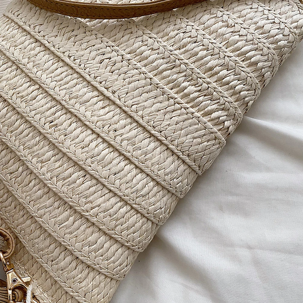 

Summer Crossbody Bags Fashion Female Tote Bag Casual Portable Handmade Simple Elegant with Hairball Exquisite for Seaside Beach