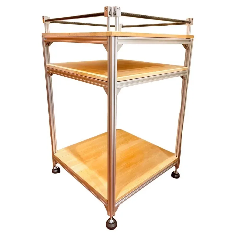 Mobile aluminum profile tea table, optical axis rack, metal tea cart, living room, sofa side cabinet