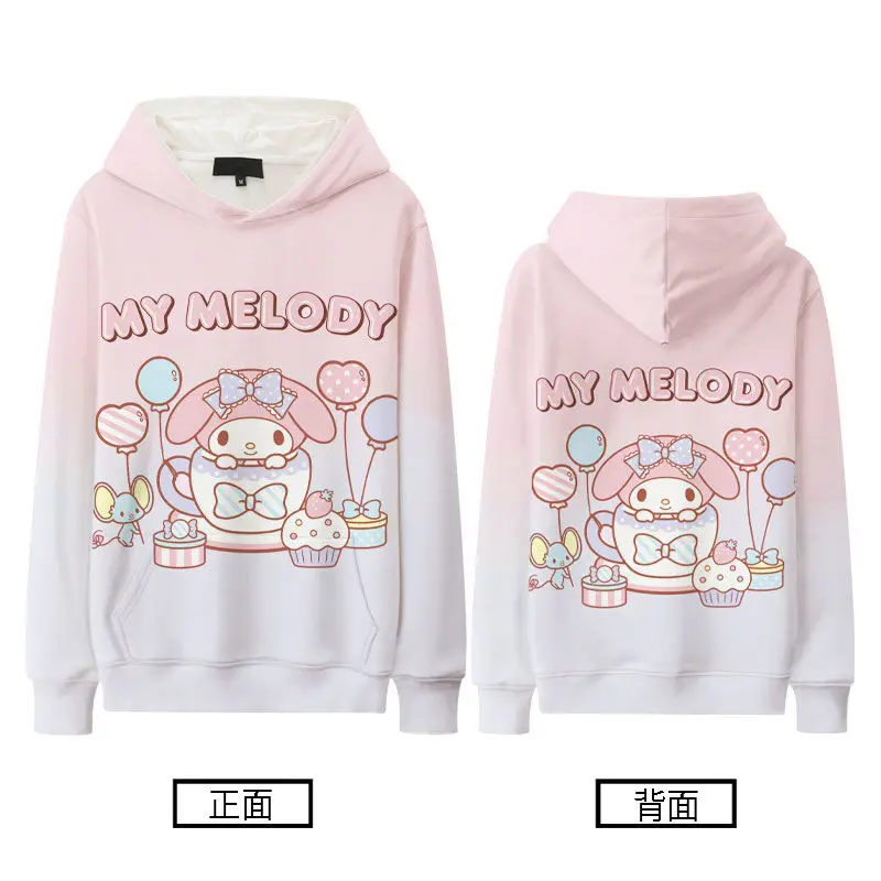 Sanrio Kawaii Mijn Melodie Kindersweatshirt Wintermeisjes Met Capuchon Anime Schattig Plus Fluwelen Verdikte Westernstijl Jas