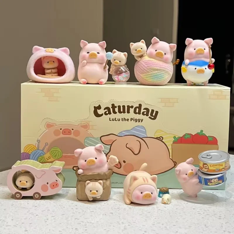 LULU The Piggy Caturday Series Blind Box lulu Piggy Anime Figure Pig Action Figurine Mystery Box Desktop Decor Model Toys