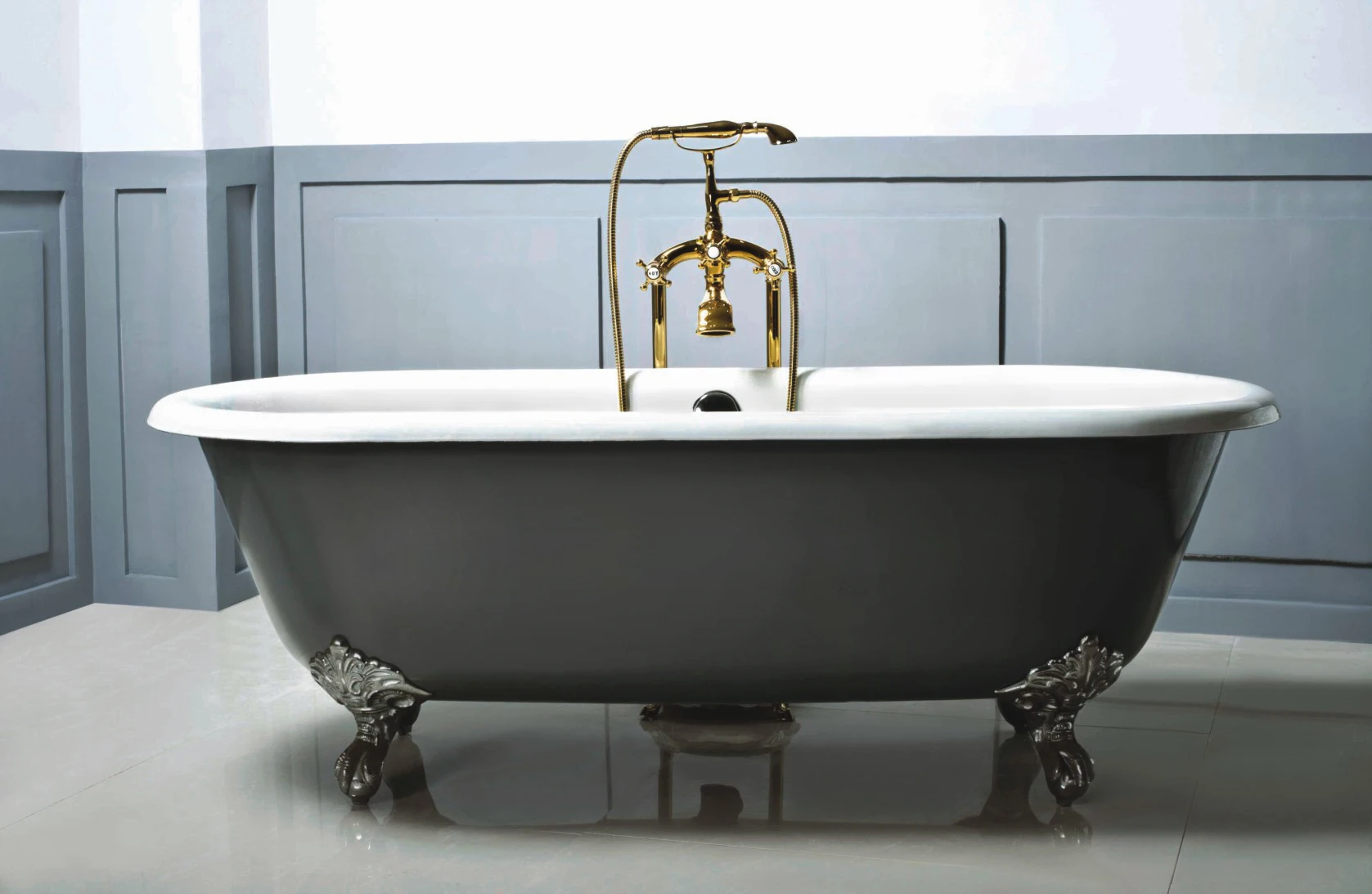 Enameled Cast Iron Bathtub, 1.8m/70.8inch Freestanding Soaking Tub, Luxurious European Style Indoor Portable Bath Tub, for Home