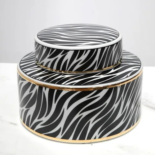 Heraksesuar Decorative Black White Cylinder Cube