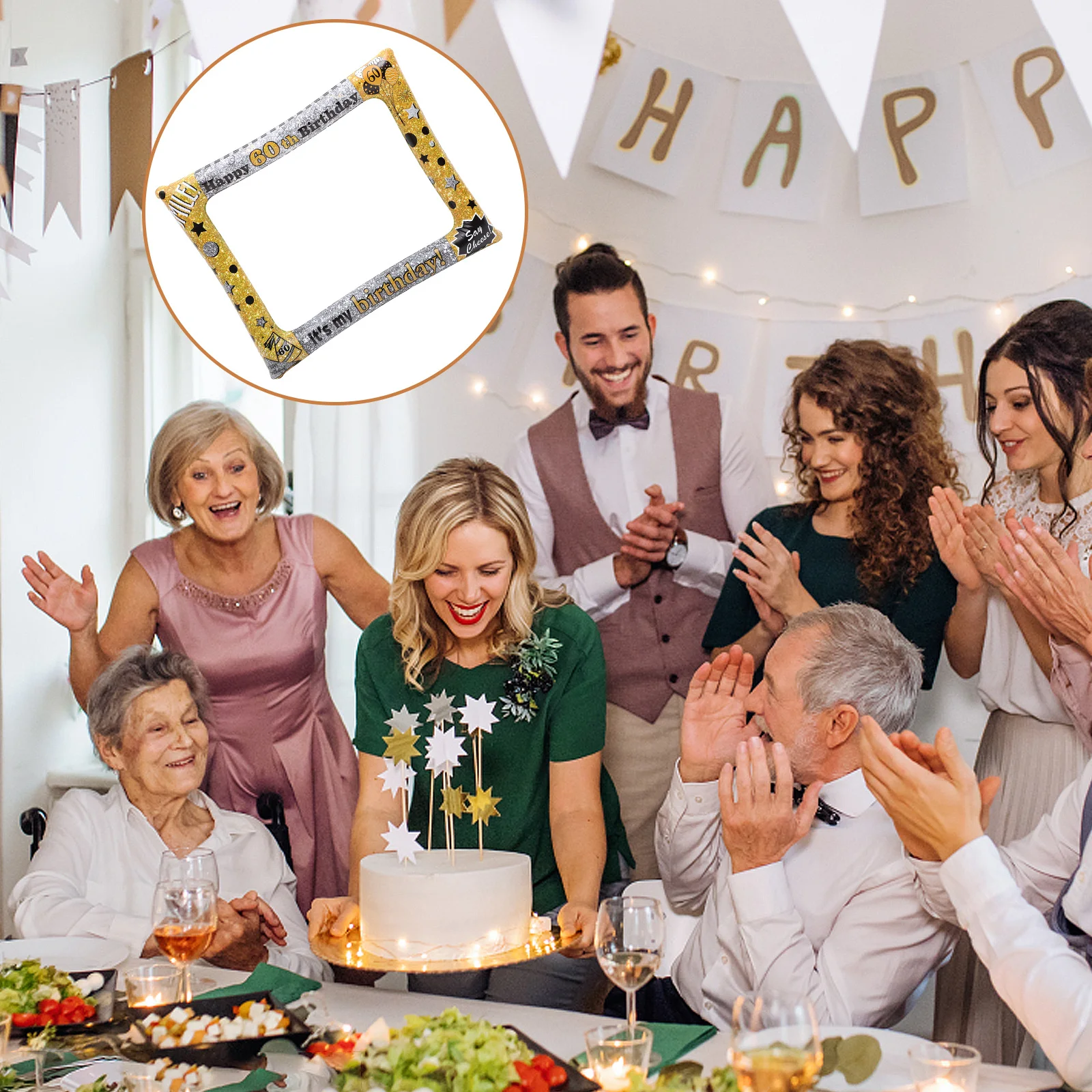 PVC Inflatable Photo Frame Creative Balloon Pattern Birthday Party Selfie Frame Photo Prop Party Decor Supplies