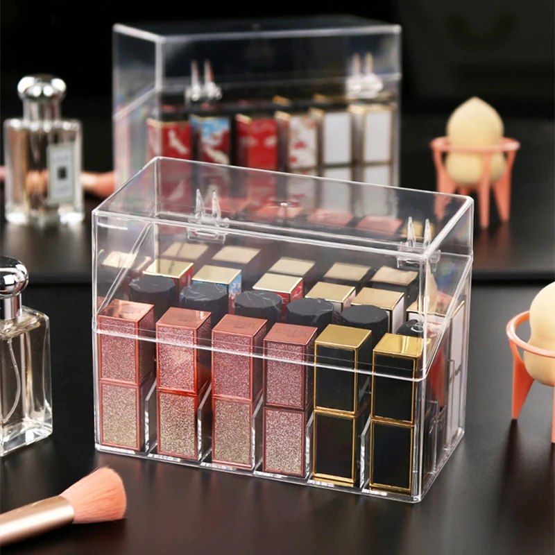 Custodia per organizzatore di vanità per rossetto per cosmetici Conservazione di profumi Trucco acrilico Organizzatore di trucco trasparente Scatola