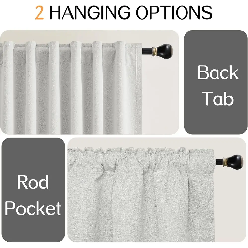 Leinenstrukturierte 102 lange Verdunkelungsvorhänge, 52 breit, grau-weiß, 2-teiliges Set für die Inneneinrichtung