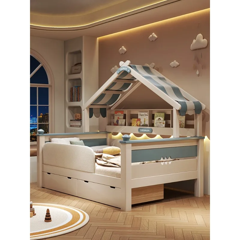 

1.5m wooden house guardrail baby single bookshelf boy