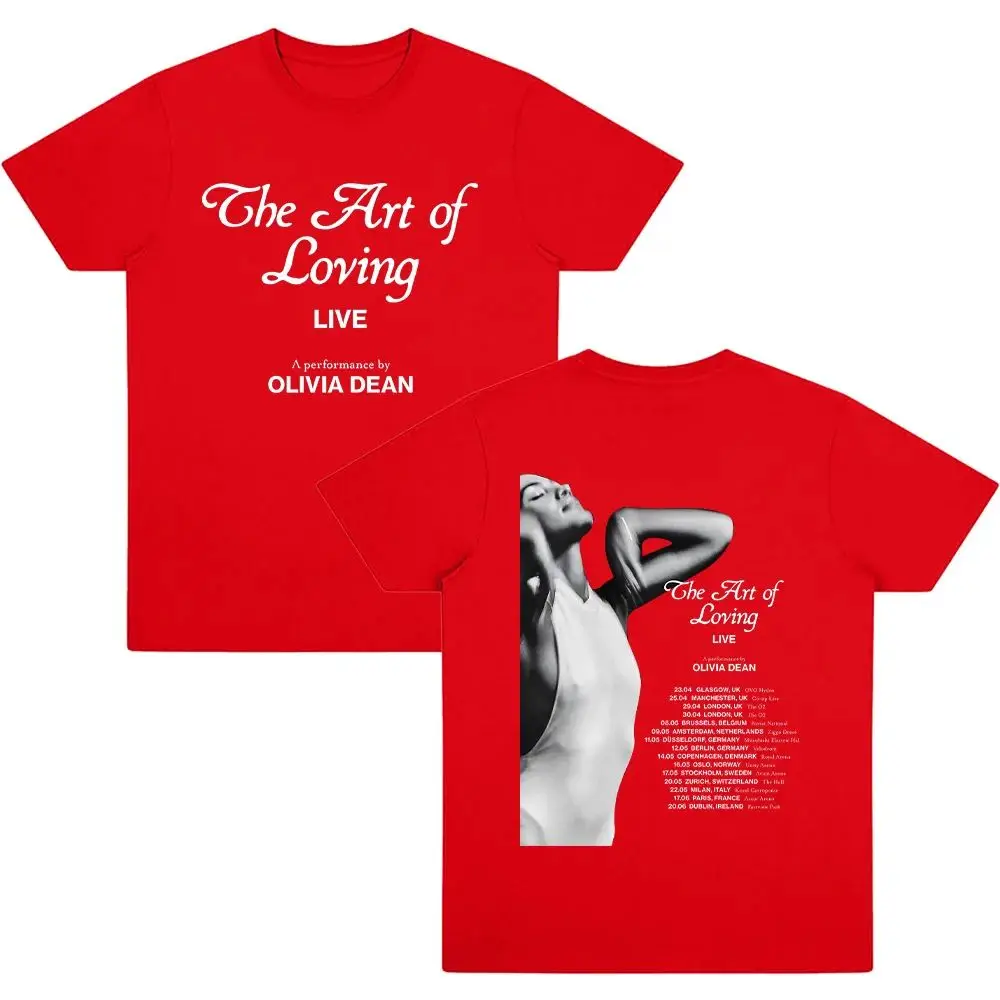 Y2k موضة تي شيرت فن المحبة لايف أوليفيا دين تي شيرت الجرافيك الطباعة القطن تيز ملابس عصرية فضفاضة للجنسين