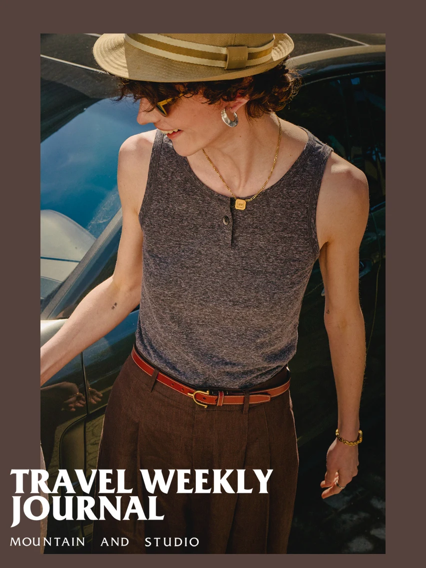 

Винтажная хлопковая майка Sli Overlap Color Blo с вышивкой, свободный крой, прямой жилет на плечах, женский кл...