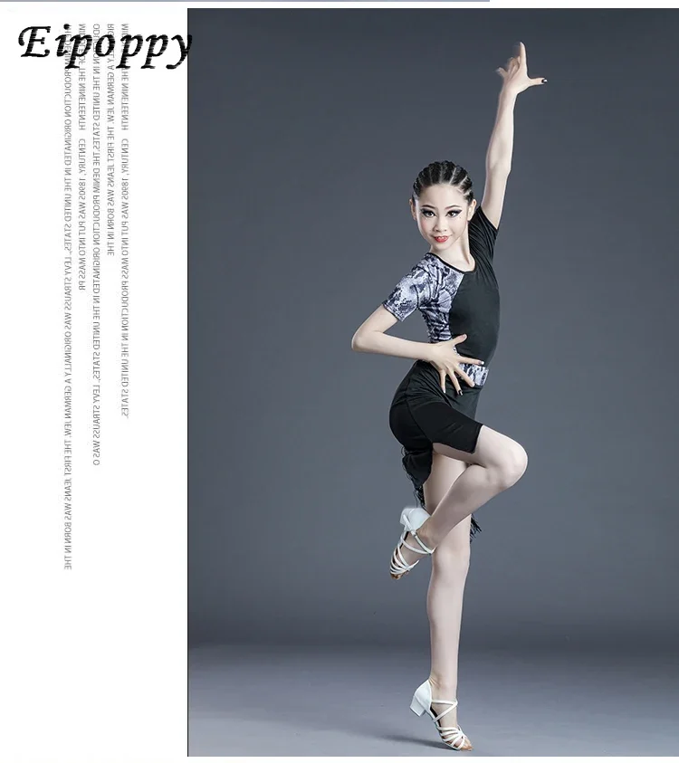 어린이용 라틴 댄스 스커트, 여아용 연습 등급 콘테스트, 공연 의상