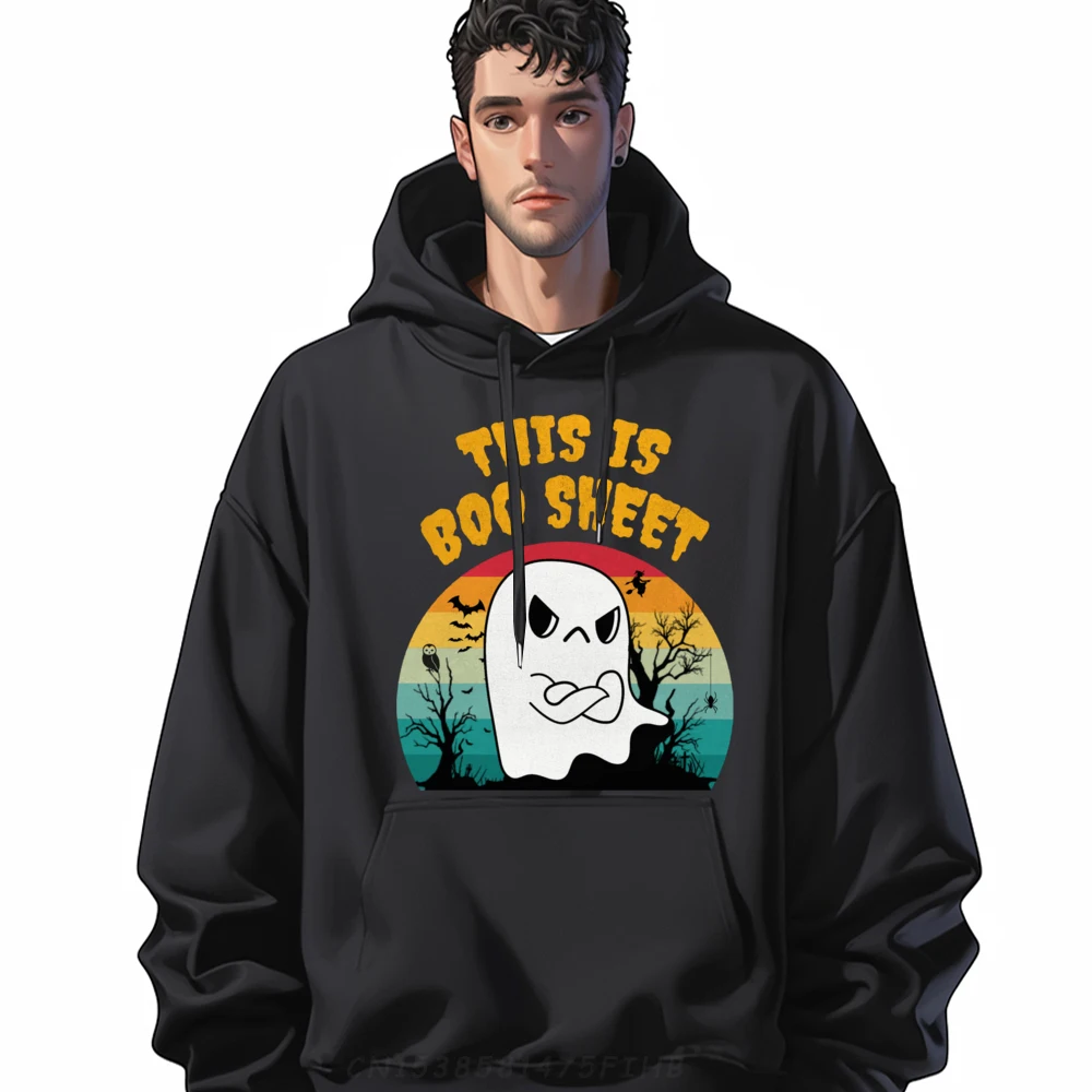 

This Is Boo Sheet Ghost Retro Halloween Costume Men Graphic Tee Polyester Soft Oversized Hoodie Men Chinese Style