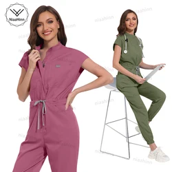 Scrubs Uniform Spa Beauty Salon Uniforms One Piece Scrub Jumpsuit High Quality Short Sleeved Nursing Scrub Fashion Jumpsuit Soft