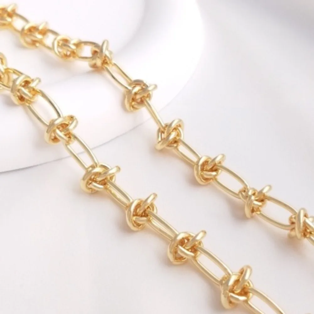 

14K Gold Color Korean Personalized Light Luxury Knotted Chain Handmade Loose Chain DIY Bracelet Necklace Jewelry Chain