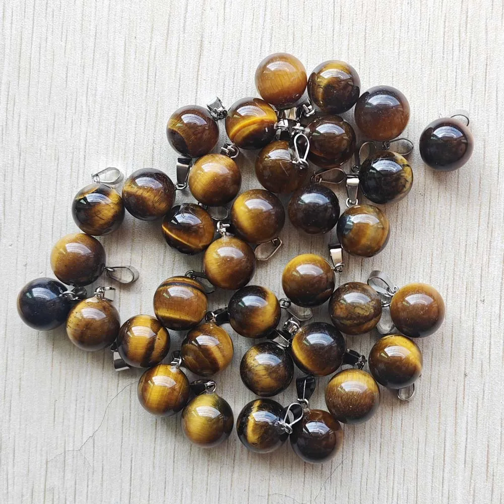 

Fashion high quality natural tiger eye stone round ball charm pendants for jewelry making 50pcs/lot wholesale free shipping