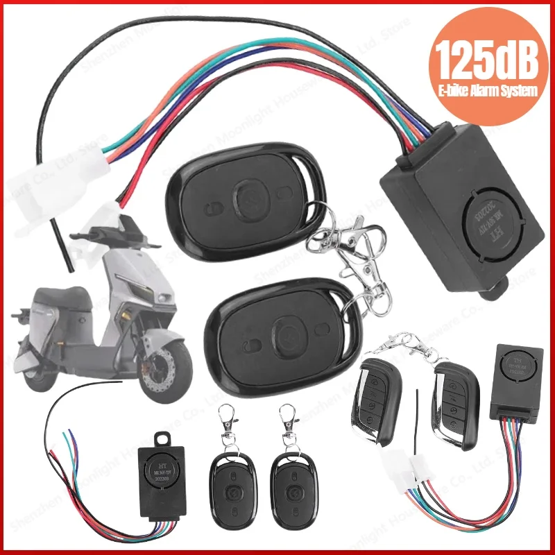 36-72V Anti-Theft Replacement Motorcycle Scooter E-Bike Alarm System With Two Remote Control Electric Bicycle Security