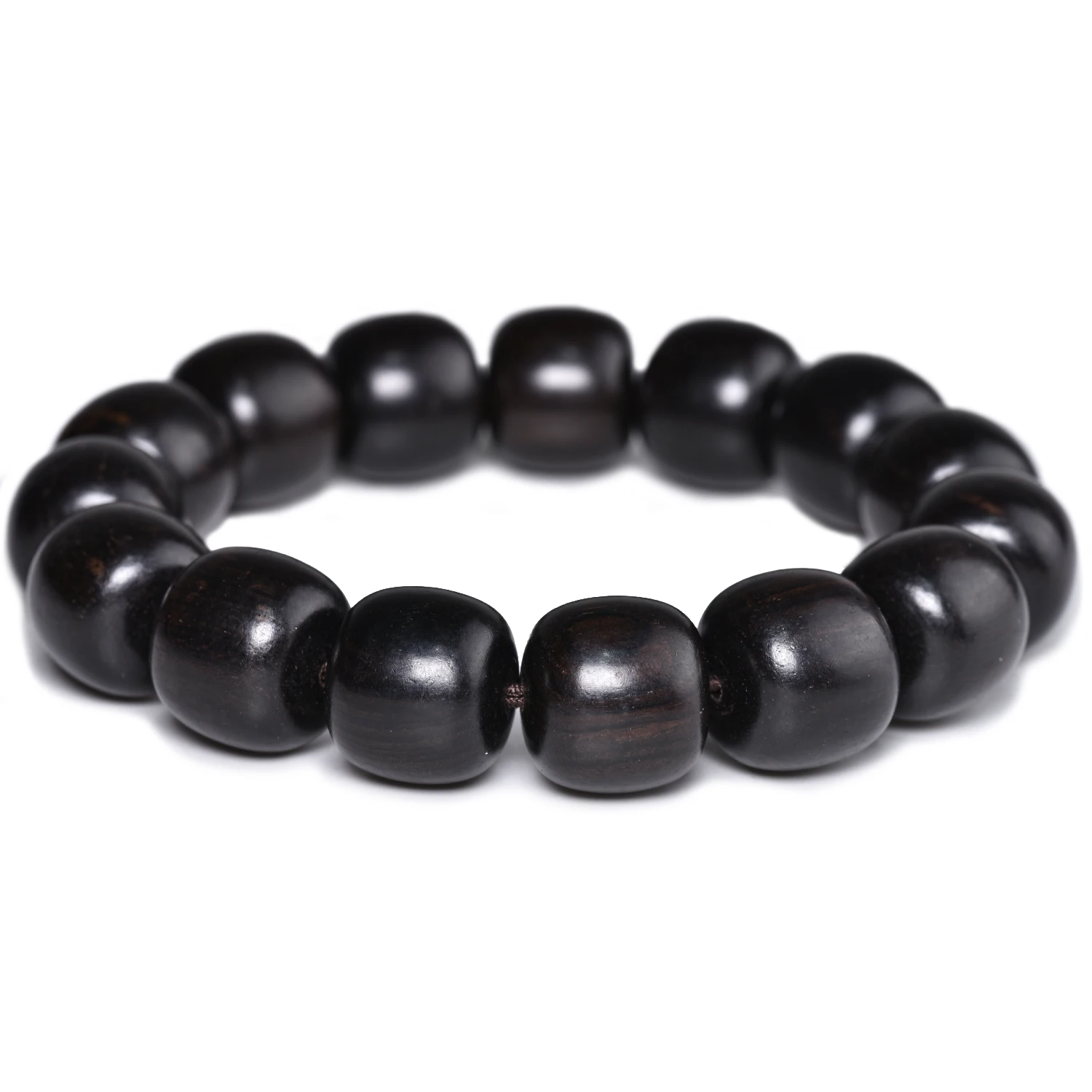 Natural Ebony Old Type Wood Beads BUddha Bracelet for Men Dalbergia Nigra 15mm Beaded Prayer Bracelets