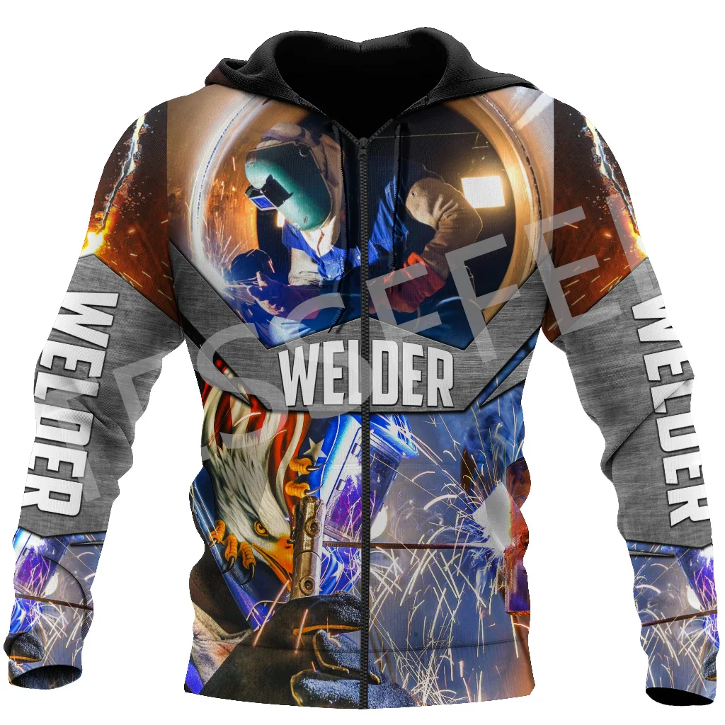 NewFashion Custom Name Cosplay Welder Worker Retro Tracksuit Sweatshirts 3DPrint Harajuku Casual Pullover Jacket Funny Hoodies L