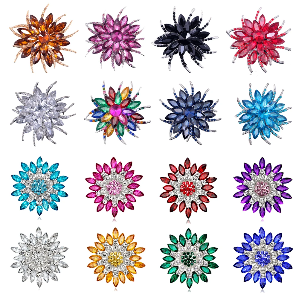 Sunflower Women\'s Brooch Jewelry New Fashion Retro Fashion Flower Brooch Crystal Rhinestone Jewelry Wedding Date Party Gifts