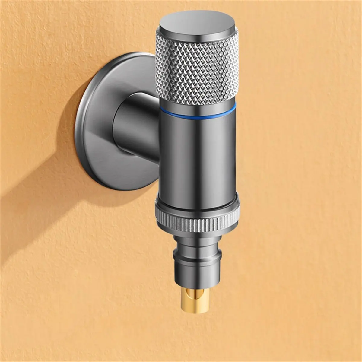 

A24I Washing Machine Automatic Water Stop Valve Solid Brass Single Cold Wall Mounted Cold Water Outlet Basin Silver