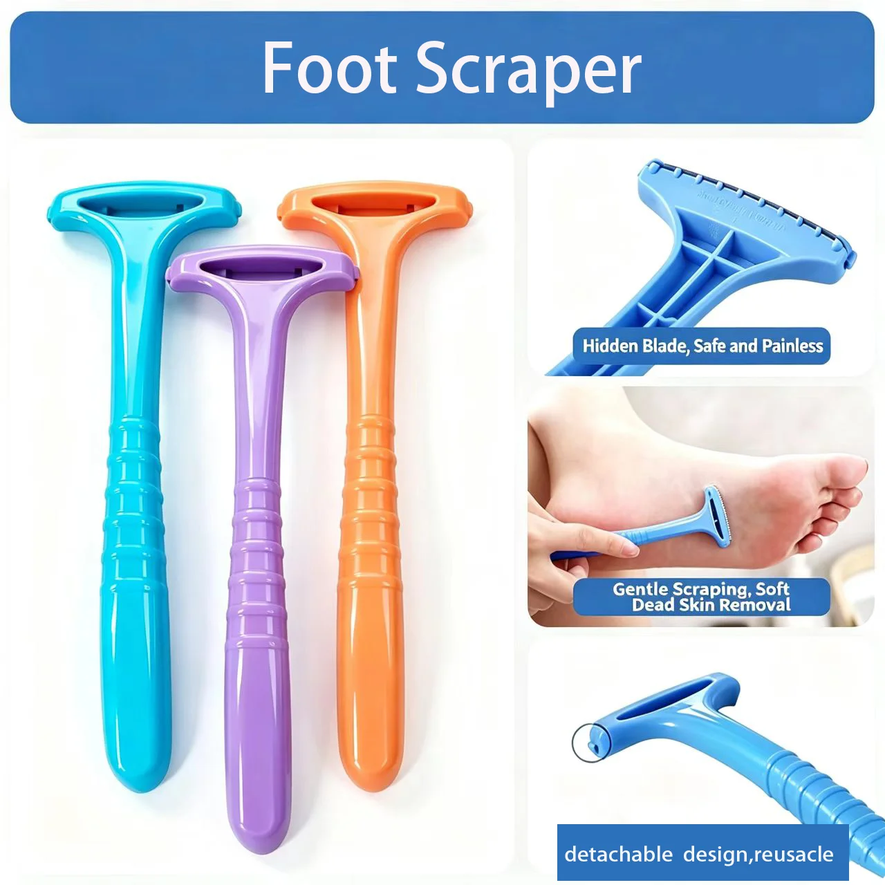 Râpe à callosités pour les pieds, outil de soin des peaux mortes, grattoir portable en plastique pour les pieds