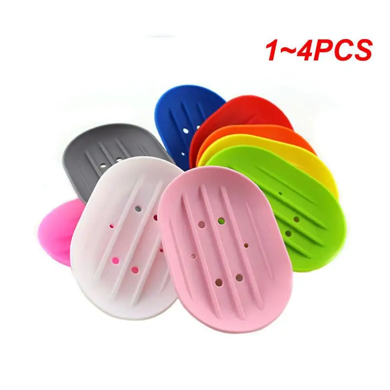 1~4PCS Soap Container Soap Drain Rack Hot Sale New Portable Kitchen Bathroom Tools Bathroom Soap Dish Creativity Storage
