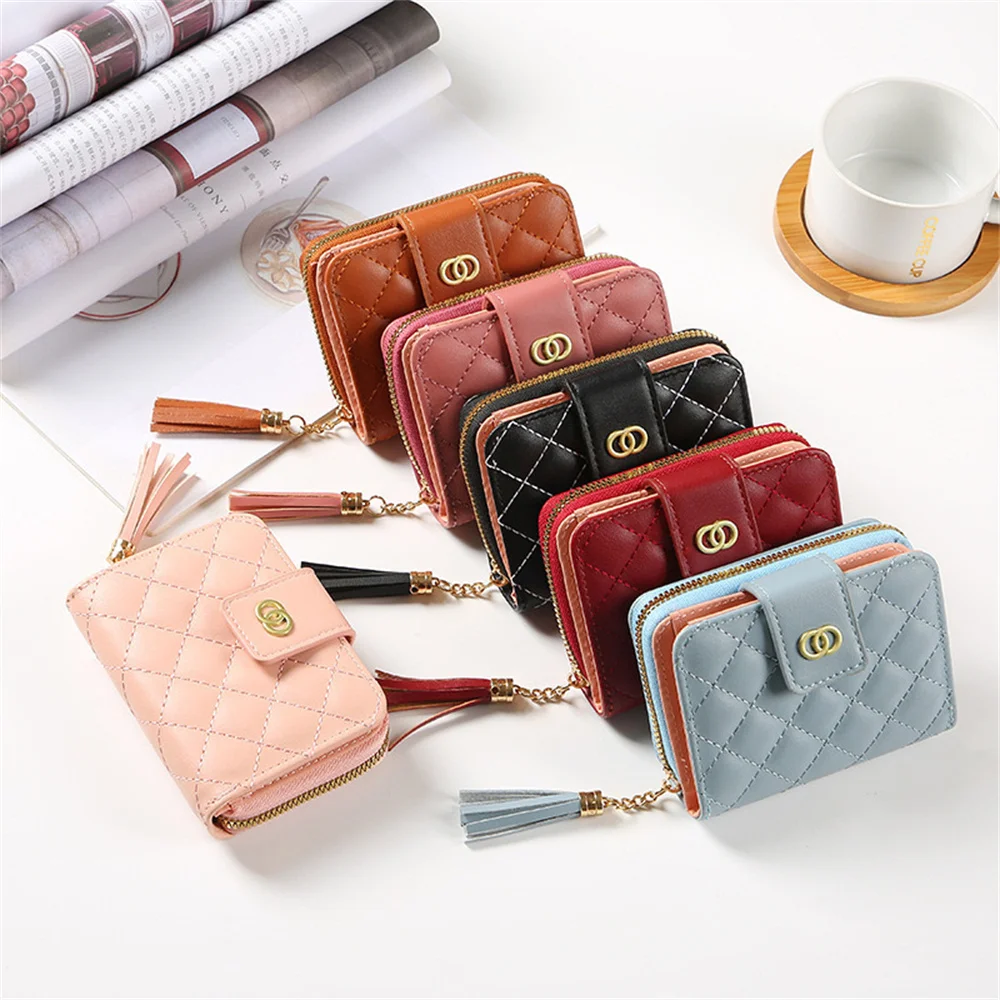 Korean Version Short Casual Women's Wallet With Plaid Pattern Multiple Card Slots Multifunctional Vintage Wallets For Women