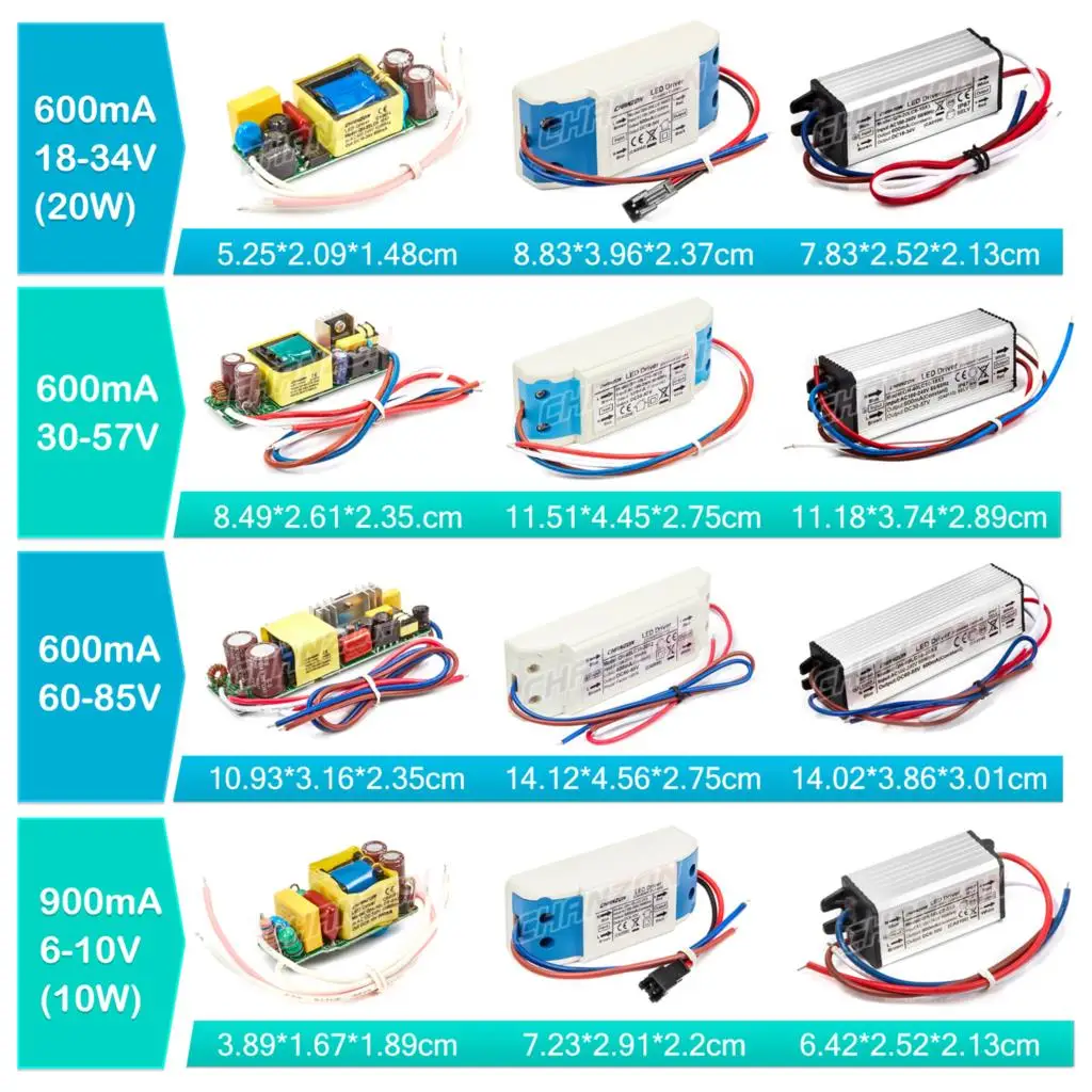 Sterownik LED 6W 10W 20W 36W 50W 300Ma 600Ma 900Ma 1500Ma Stałoprądowy zasilacz dużej mocy do transformatora lampy LED