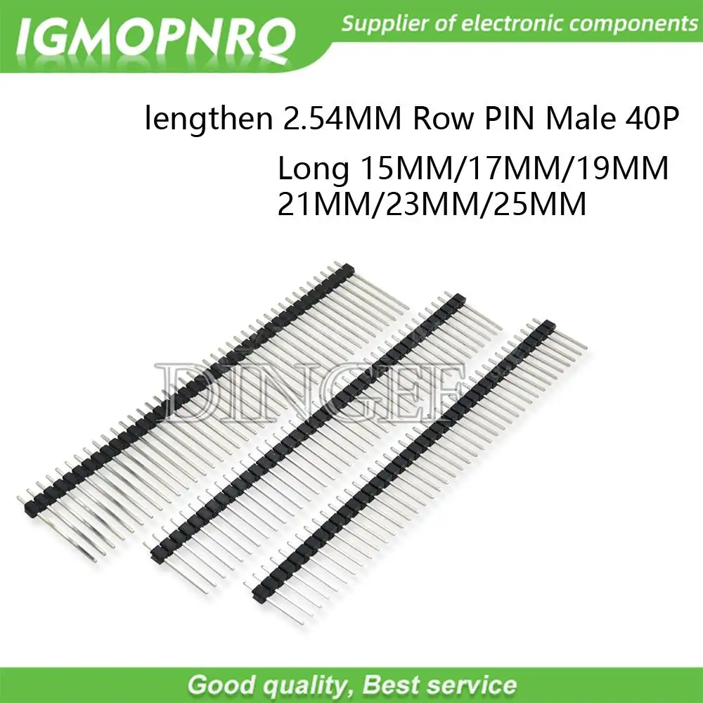 5PCS 40PIN 2.54mm Single Row Male Connector PCB Board Pin Header Long 15MM 17MM 19MM 21MM 23MM 25MM Strip Pinheader 40P