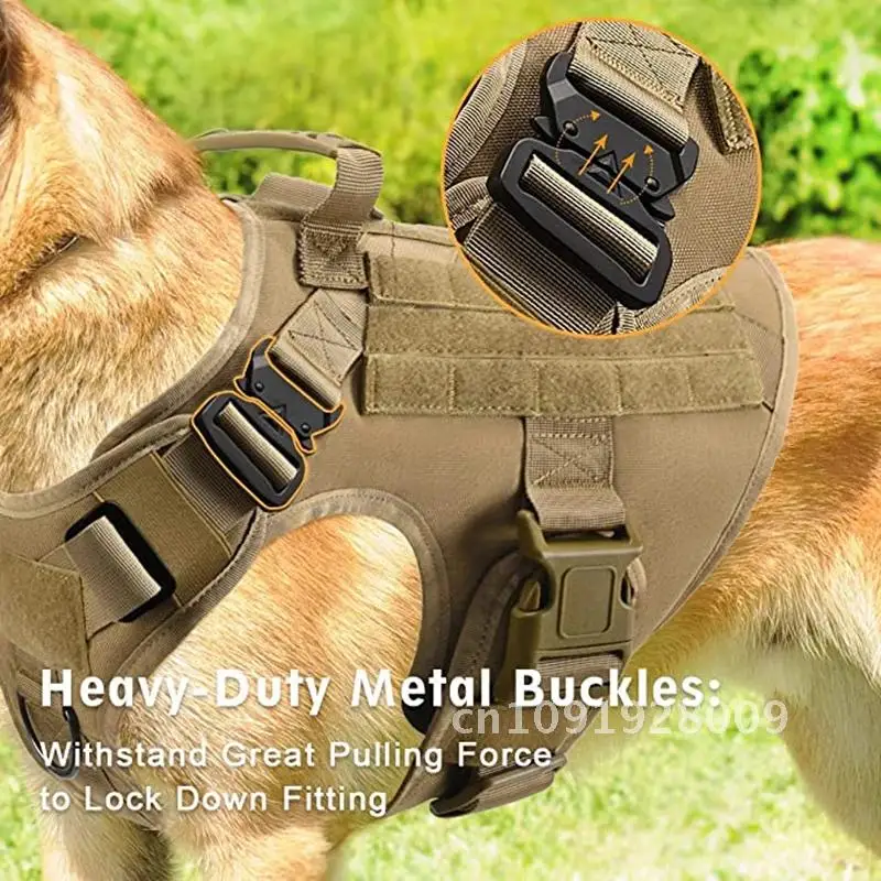 

Golden Tactical Military Vest Pet German Shepherd K9 Retriever Tactical All Dog Training For Set Breeds and Dogs Harness Leash