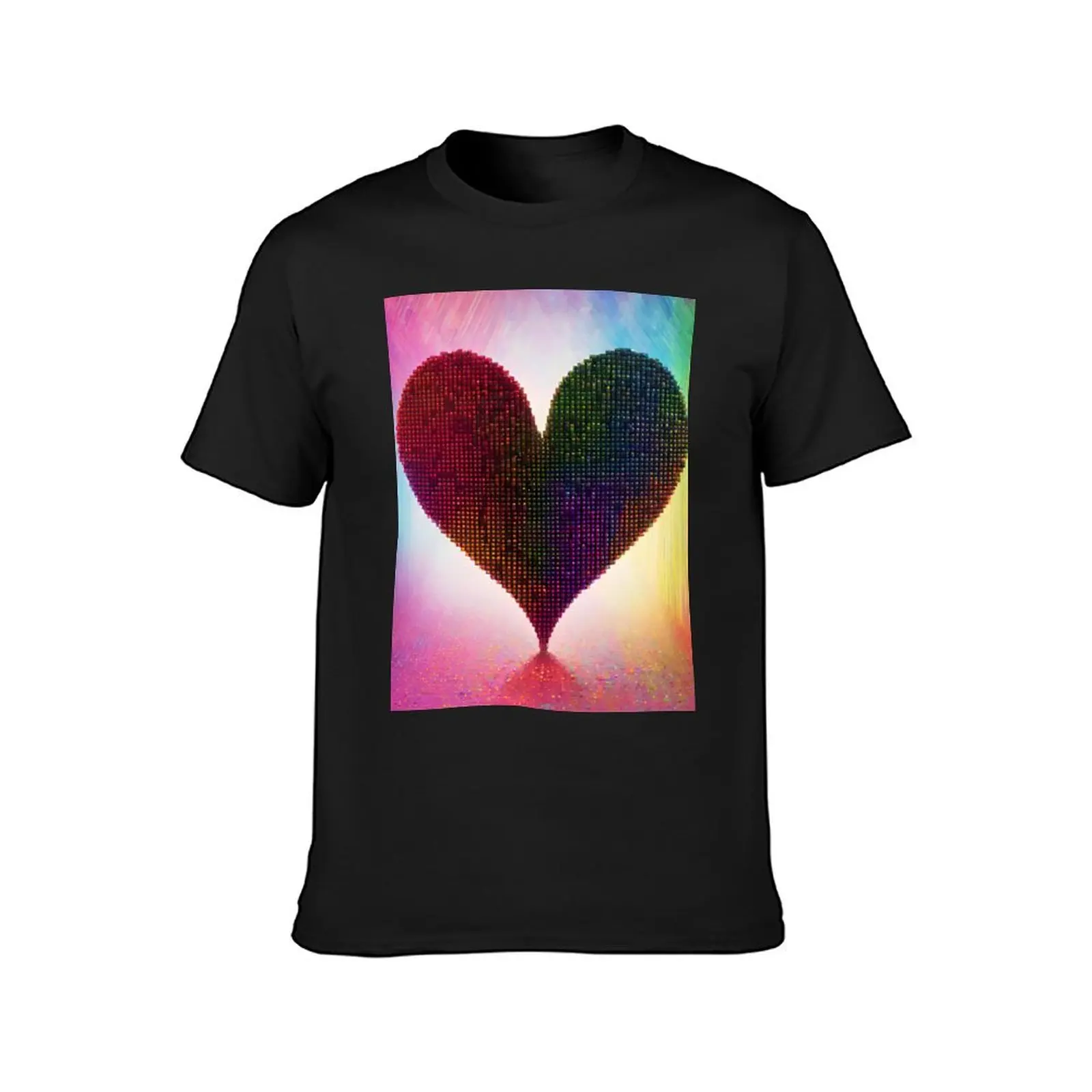 Rainbow heart T-Shirt sweat aesthetic clothes cute tops graphics mens t shirt