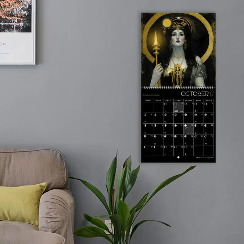 2024 Lunar Calendar Goddess Moon Phase Wall Art Lunar Calendar Safe And Decorative 2024 Lunar Phases Calendar For Bedrooms