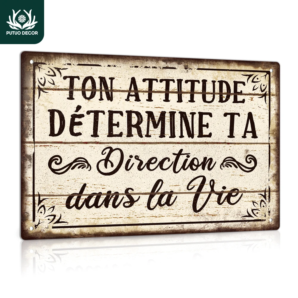 

Putuo Decor 1pc Individuation French Vintage Metal Tin Sign, Wall Art Decor for Home Farmhouse Cafe Coffee, 7.9x11.8Inches