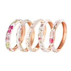 Enameled Bracelets For Women Cloisonne Women's Hand Bracelets Viking Bangles Alloy Women's Bracelet White Indian Jewelry Clover
