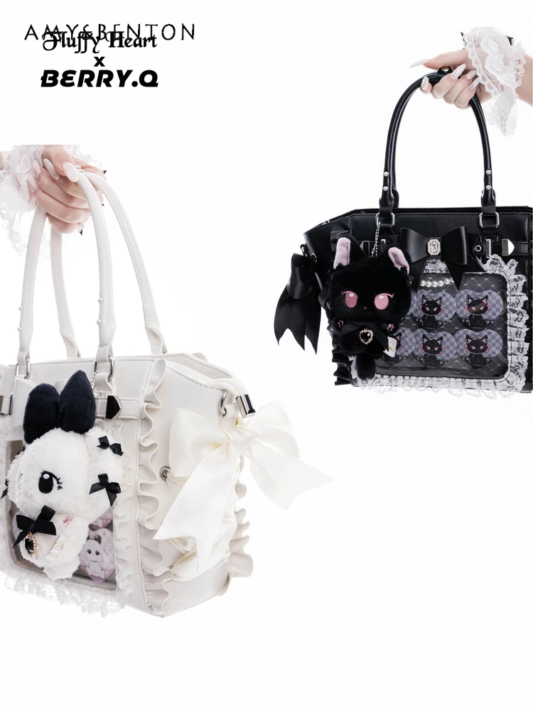 Elegant Temperament Fairy Lace Rhinestone Bow Handbag Itabag Japanese Mine Series Mass-produced Ruffle Edge Shoulder Bag Female