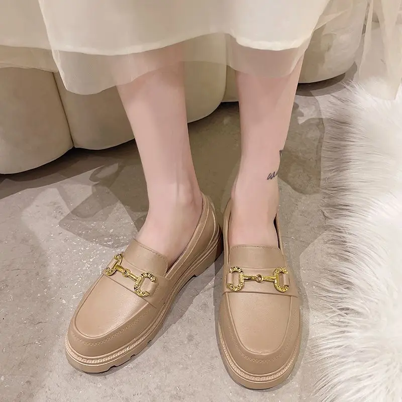 Women Loafers Platform Thick Sole British Style Lolita Low Heels Mary Jane Shoes White Jk Uniform Shoes Woman Casual Single Shoe