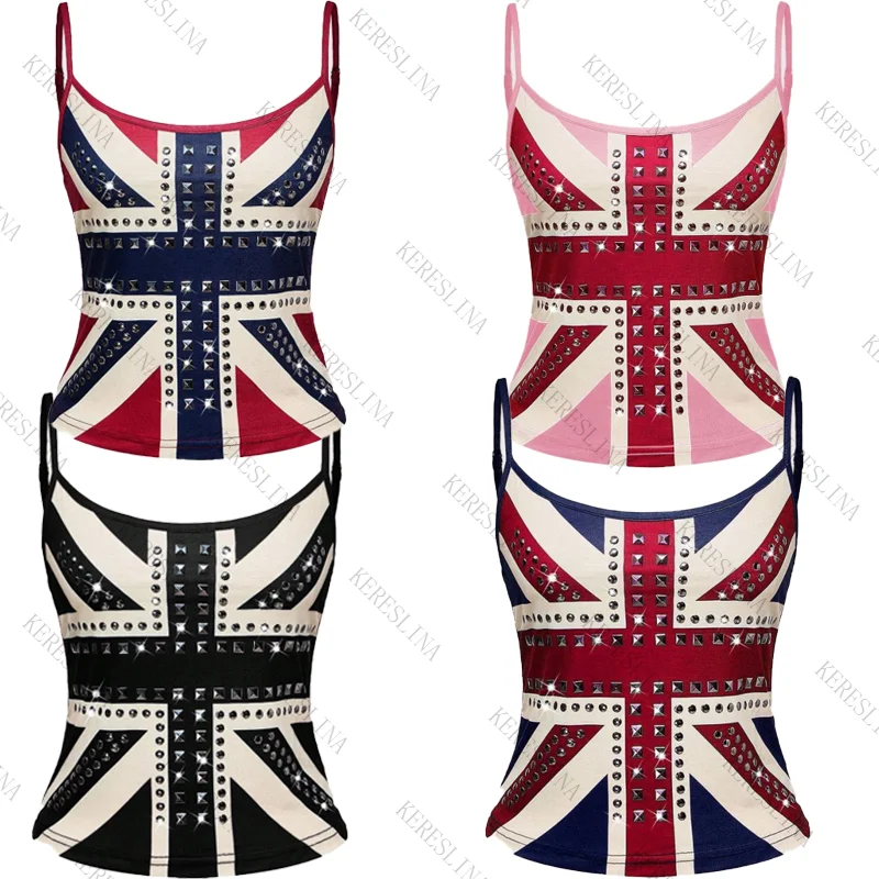 Harajuku Retro-Stil Punk Damen ärmellose Camisole-Tops High Street Hip Hop Rock Mode lässig Rundhalsausschnitt neue Damen-Tops