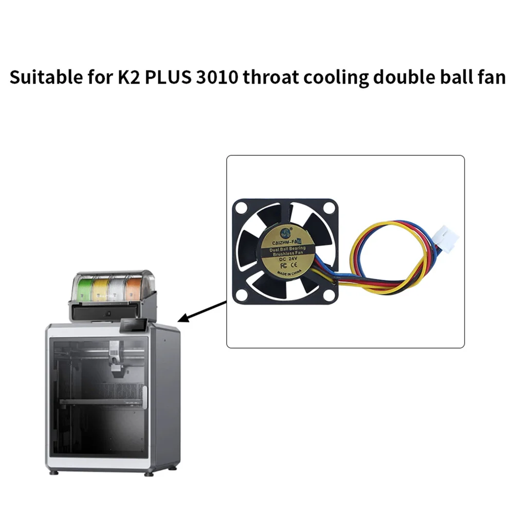 ل Creality K2 Plus 24 فولت المزدوج الكرة الطارد الحلق مروحة التبريد 3010 استبدال ل K2 PLUS مروحة ثلاثية الأبعاد ملحقات الطابعة